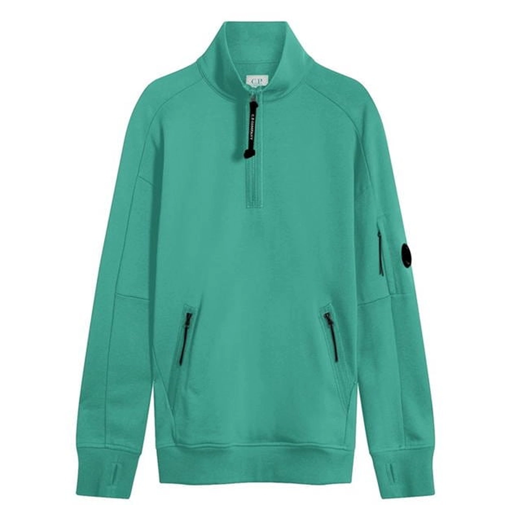 CP Company Lens Arm Quarter Zip Sweatshirt - Green